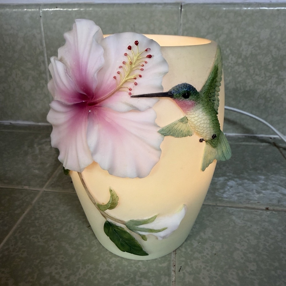 Ibis & Orchid‎ Hummingbird Hibiscus Accent Night Light Lamp Sculpted Resin 5in